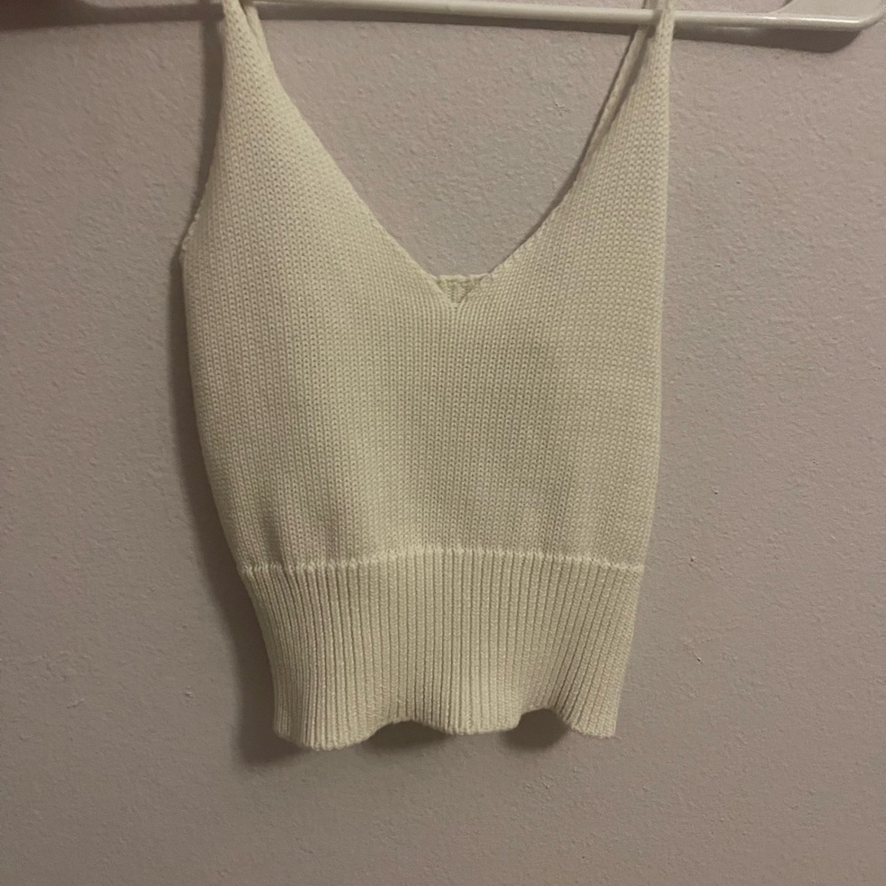 brandy melville white knit tank